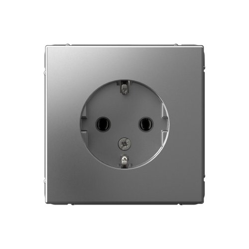 Розетка с заземлением без рамки Systeme Electric ArtGallery  1-м. сталь картинка